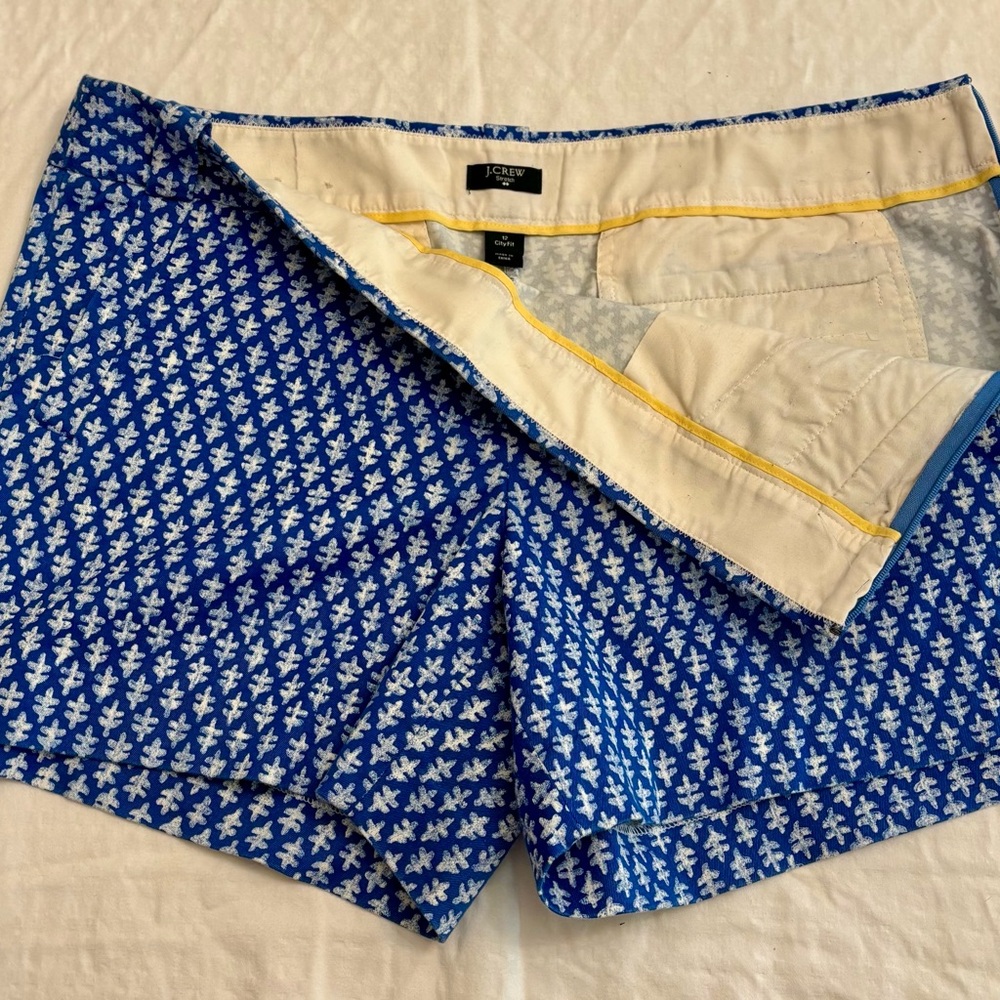 J. Crew Blue and White Women's Shorts with side zipper.